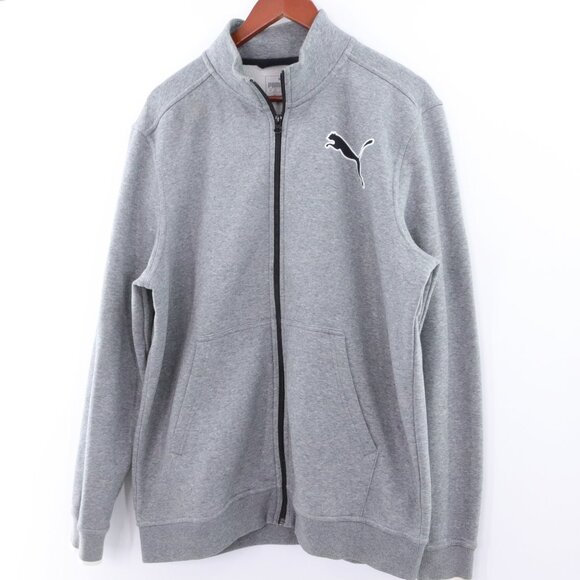 Puma | Mens Full Zip Up Sweatshirt Large Gray Logo - Picture 2 of 7
